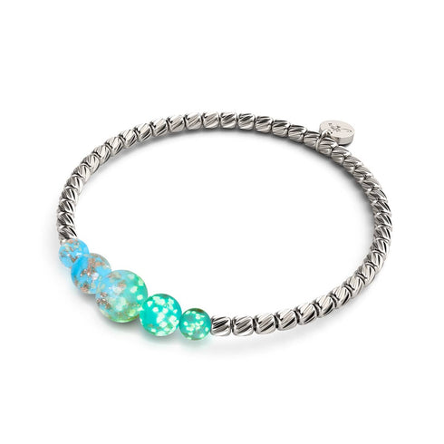 Himmelblau | Silber | Glühwürmchen-Glas-Kaskadenarmband